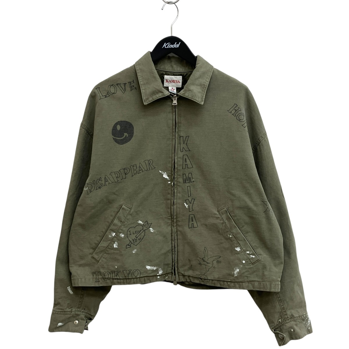 【中古】KAMIYA　GRAFFITI WORK JACKET ジャケット G16BL022 カーキ サイズ：S 【190726】（カミヤ）｜ブランド古着のカインドオル