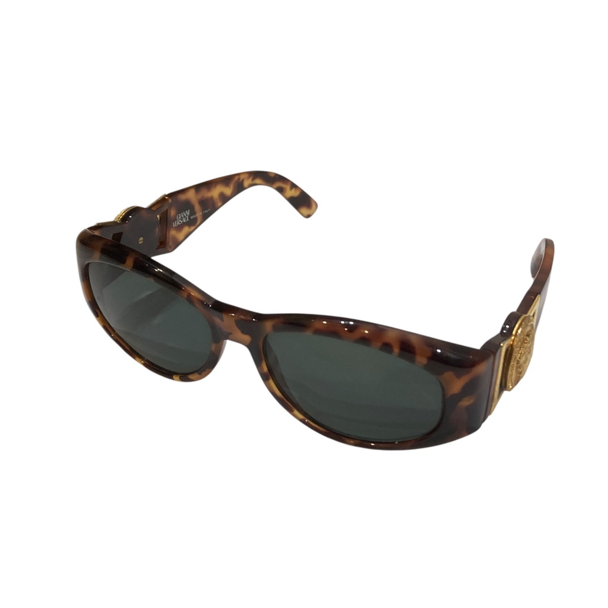 【中古】GIANNI VERSACE　ベッコウ サングラス MOD 424 ブラウン&times;ゴールド 【190726】（ジャンニヴェルサーチ）｜ブランド古着のカインドオル