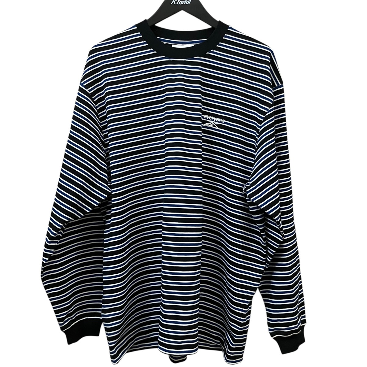 【中古】everyone&times;REEBOK　ボーダー長袖Tシャツ ネイビー&times;ホワイト&times;ブラック サイズ：L 【210726】（エブリワン&times;リーボック）｜ブランド古着のカインドオル