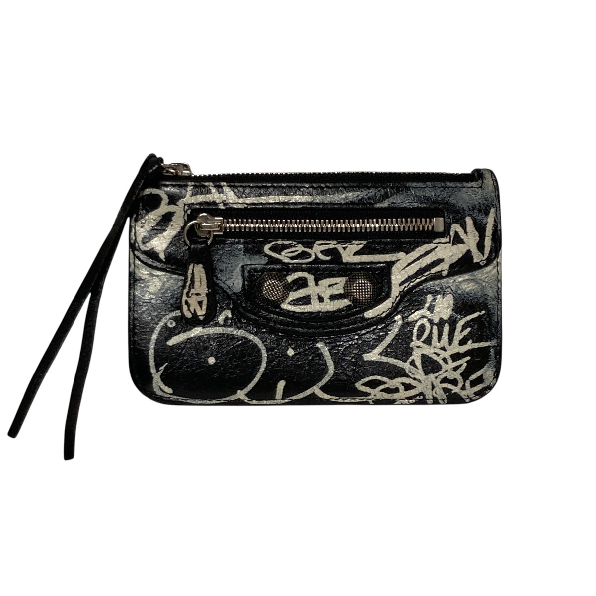 【中古】BALENCIAGA ペイント加工 カードケース 715185 ブラック 【210726】(バレンシアガ)|ブランド古着のカインドオル