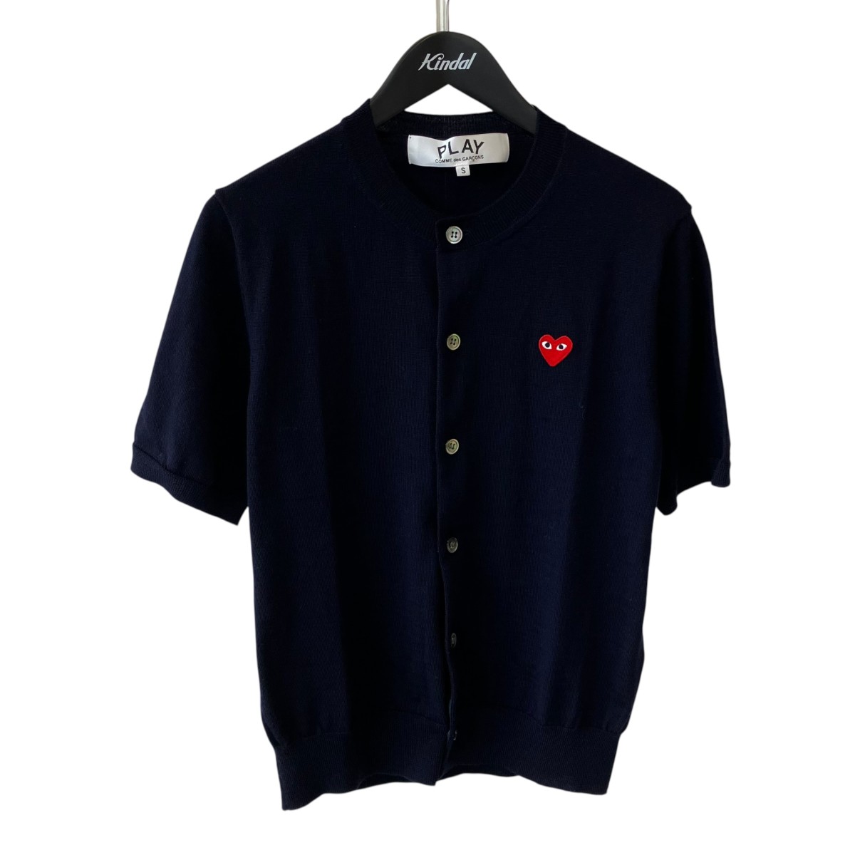 【中古】PLAY COMME des GARCONS　半袖カーディガン AX-N095 ネイビー サイズ：S 【200726】（プレイコムデギャルソン）｜ブランド古着のカインドオル