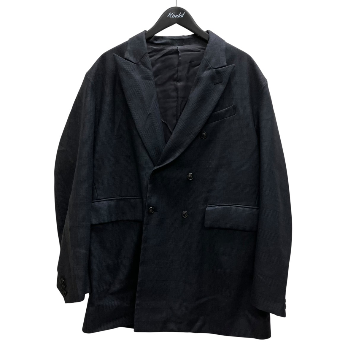 【中古】URU WOOL GLEN CHECK - DOUBLE BREASTED JACKET テーラードジャケット グレー サイズ:2 【220726】(ウル)|ブランド古着のカインドオル