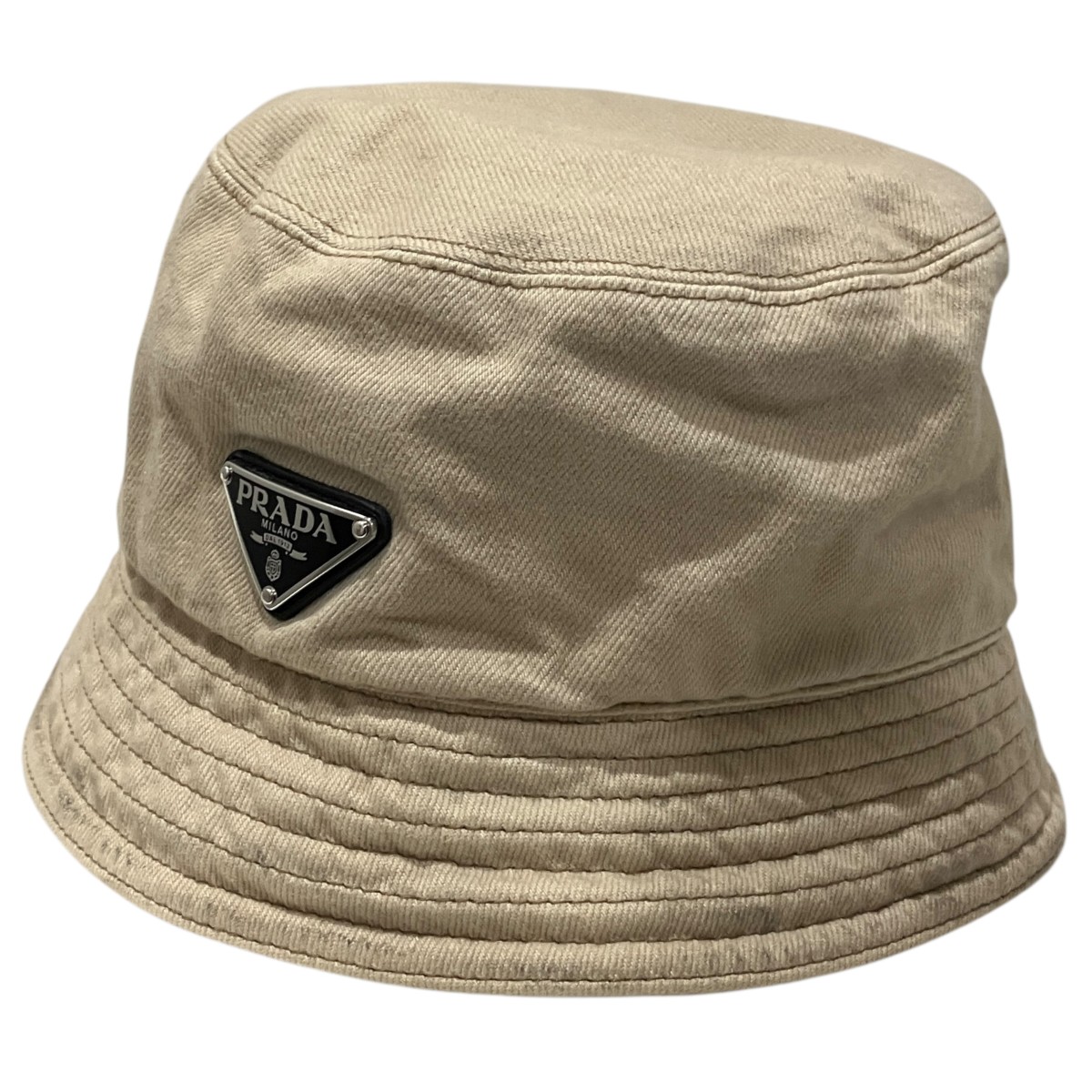 【中古】PRADA　バケットハット 2HC137 ベージュ サイズ：L 【220726】（プラダ）｜ブランド古着のカインドオル