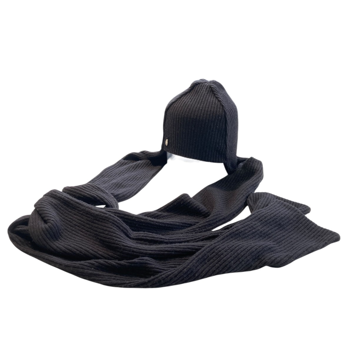 【中古】BIBLIOTHERK　SKIRF WITH HAND JEWELRY ニット帽 ブラック サイズ：フリーサイズ 【230726】（ビブリオテーク）｜ブランド古着のカインドオル