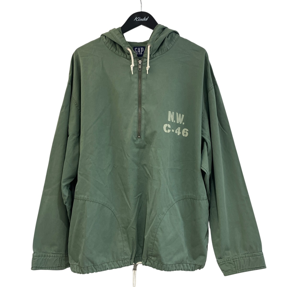 【中古】OLD GAP　90s ハーフジップミリタリーアノラックパーカー ハーフジップパーカー カーキ サイズ：L 【230726】（オールドギャップ）｜ブランド古着のカインドオル