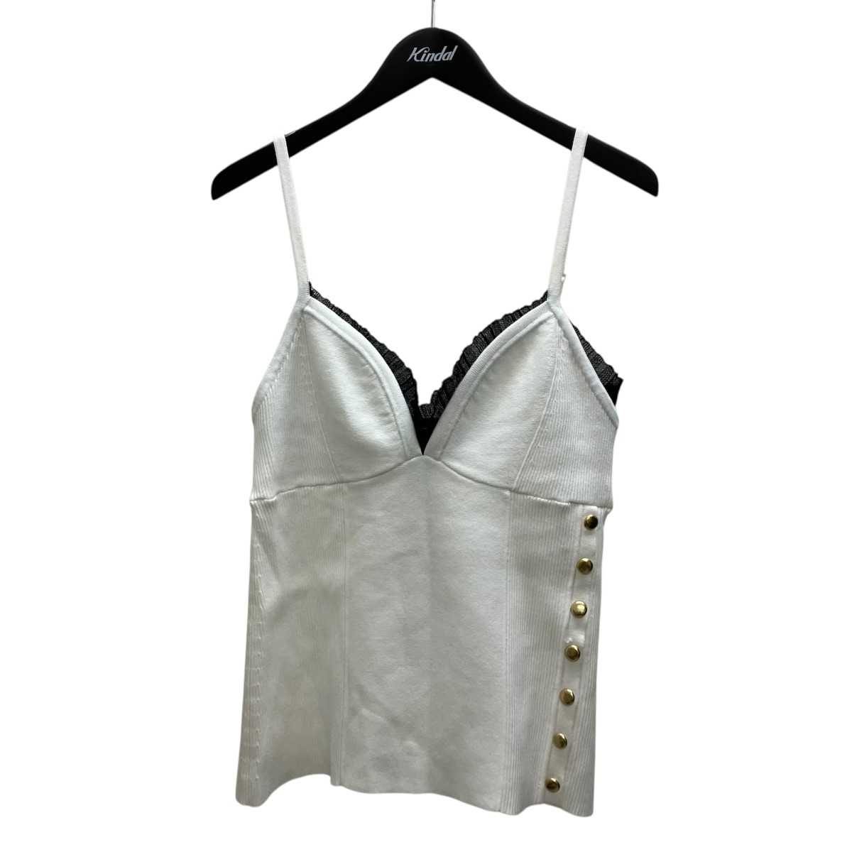 【中古】3．1 phillip lim　Tech Milano Cami With Lace Insert レース付きキャミソール ホワイト&times;ブラック サイズ：S 【240726】（スリーワンフィリップリム）｜ブランド古着のカインドオル