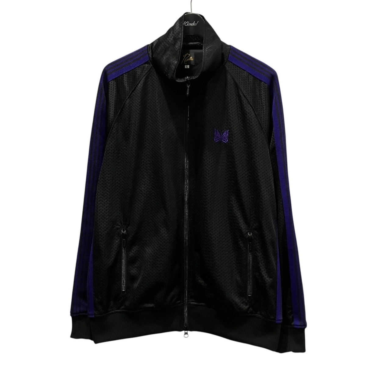 【中古】Needles　メッシュトラックジャケット MR555 ブラック&times;パープル サイズ：L 【240726】（ニードルズ）｜ブランド古着のカインドオル