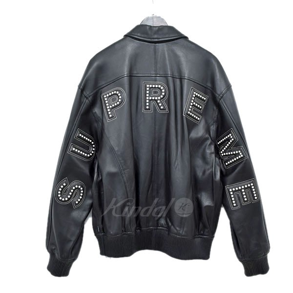 supreme studded arc logo leather jacket red
