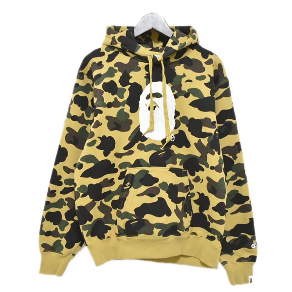 bape x champion hoodie camo