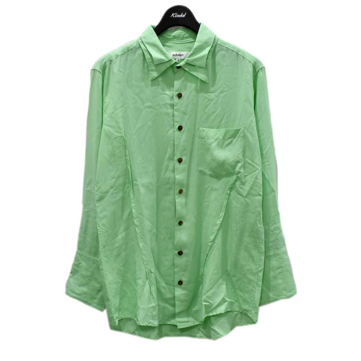中古 SULVAM 20SS DOUBLE COLLAR SHIRT ダブルカラーシャツ 緑 号数 S ...