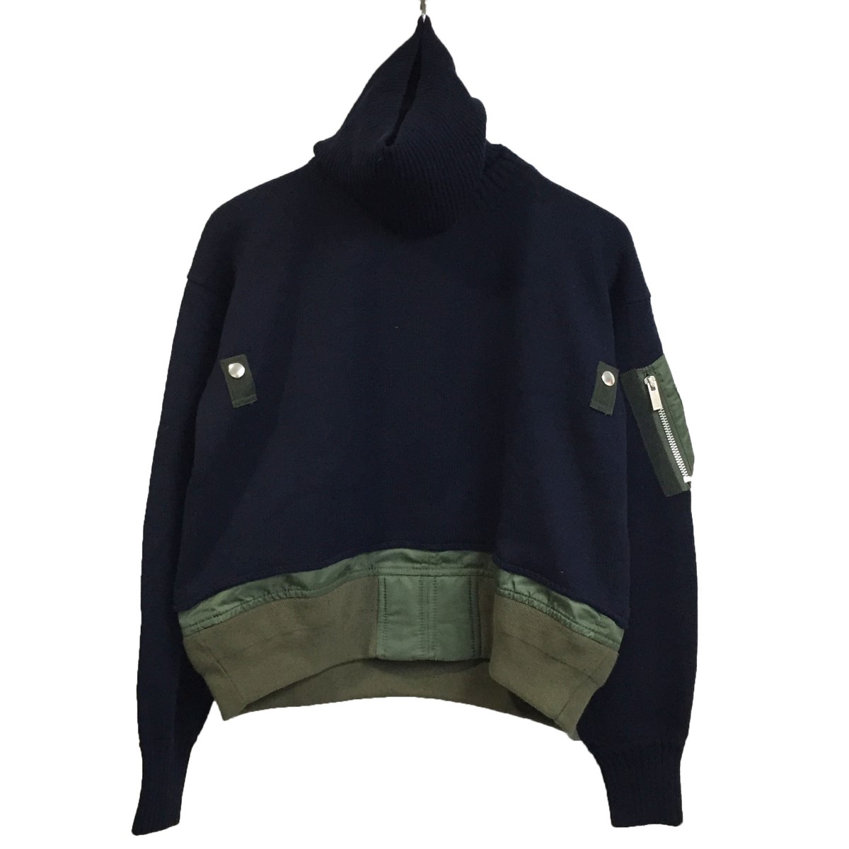 楽天ランキング1位 中古 Sacai ss Ma 1再構築プルオーバーニット ネイビー グリーン サイズ 1 1421 サカイ ブランド古着のカインドオル 人気が高い Gmsaz Com
