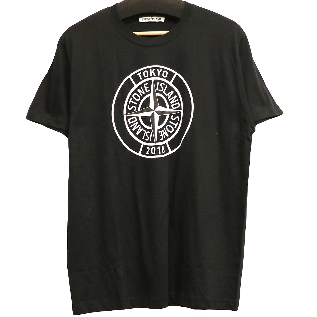 中古 Stone Island 南青山open祝する ロゴタイプ刷る乗組み員頚tプルオーバー 涅色 号 M ロックアイランド ストーンアイランド Pasadenasportsnow Com