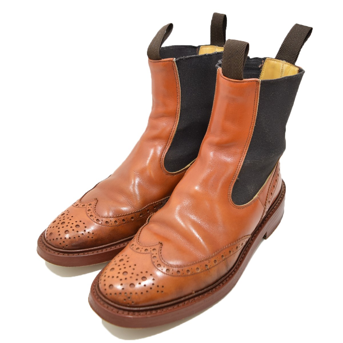 【中古】 TRICKER’S　 HENRY M ヘンリー フルブローグ サイドゴアブーツ 2754 ブラウン サイズ：6 1／2 【101221】（トリッカーズ）