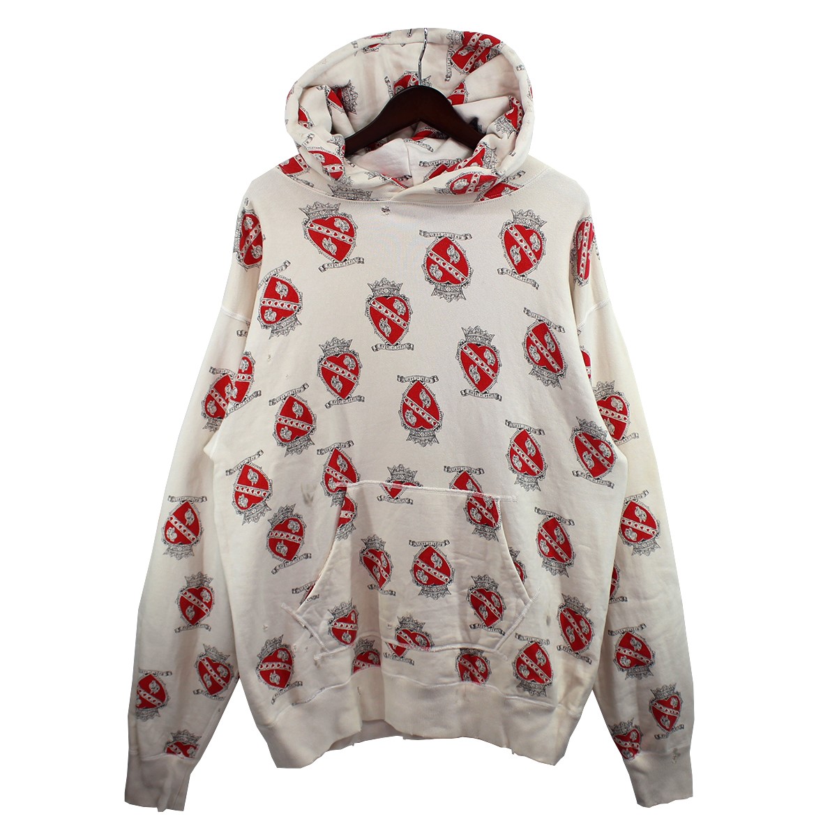 【楽天市場】【中古】saint Michael Saint M××××××21ss Hoodie Heart ハート総柄 ダメージ加工パーカー オフホワイト×レッド サイズ：l【価格見直し 