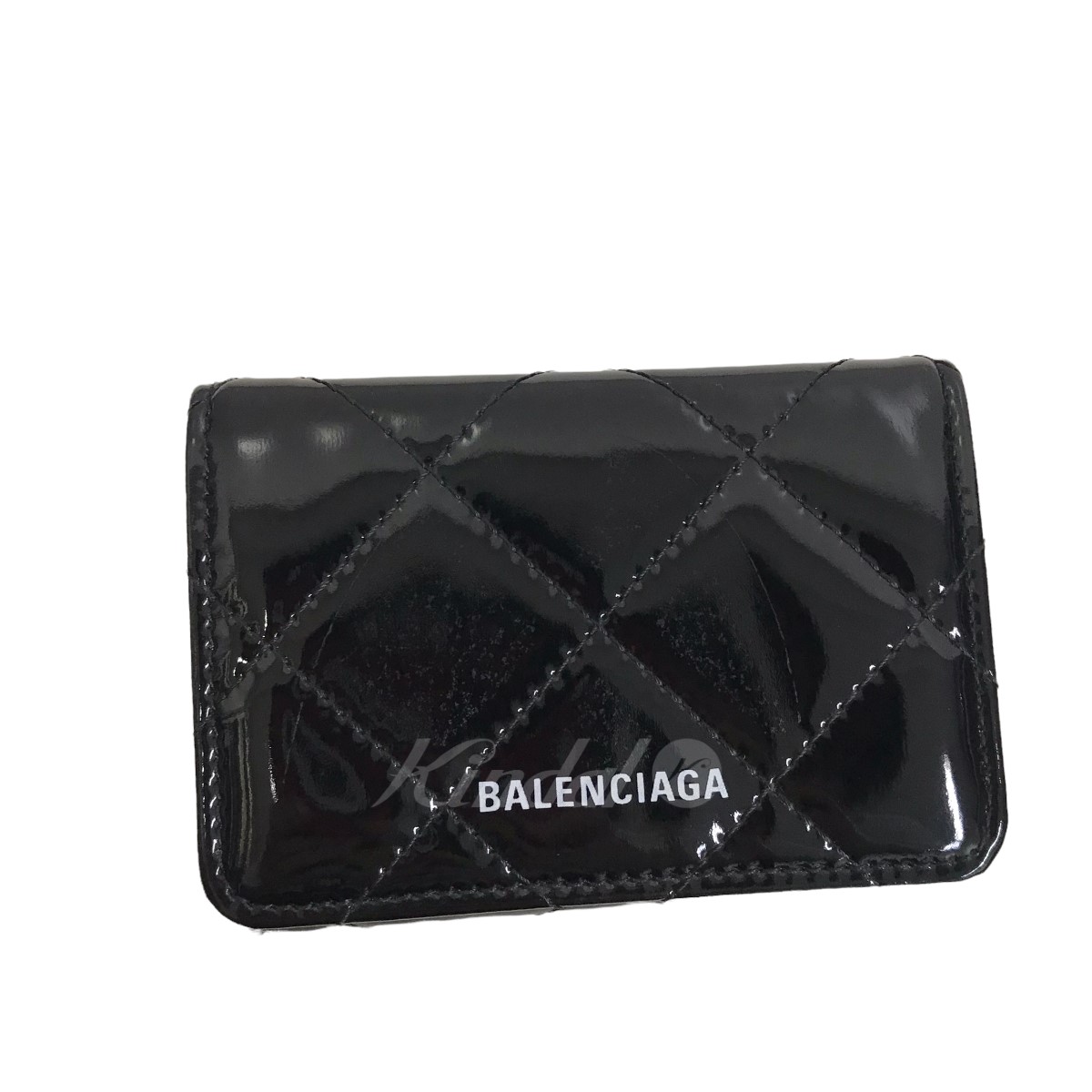 BALENCIAGA 558208 パテントレザー3つ折り財布 ブラック サイズ 財布