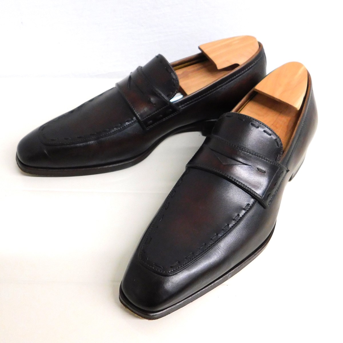 【中古】 MAGNANI　 コインローファー 21341 シューツリー付 ブラウン サイズ：38 【010722】（マグナーニ）