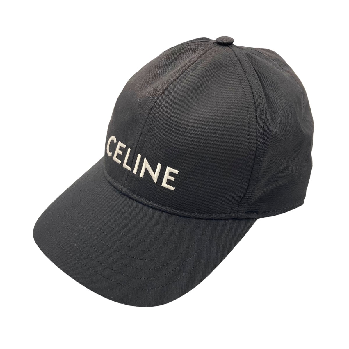 【中古】CELINE ロゴベースボールキャップ ブラック サイズ:L 【050722】(セリーヌ)