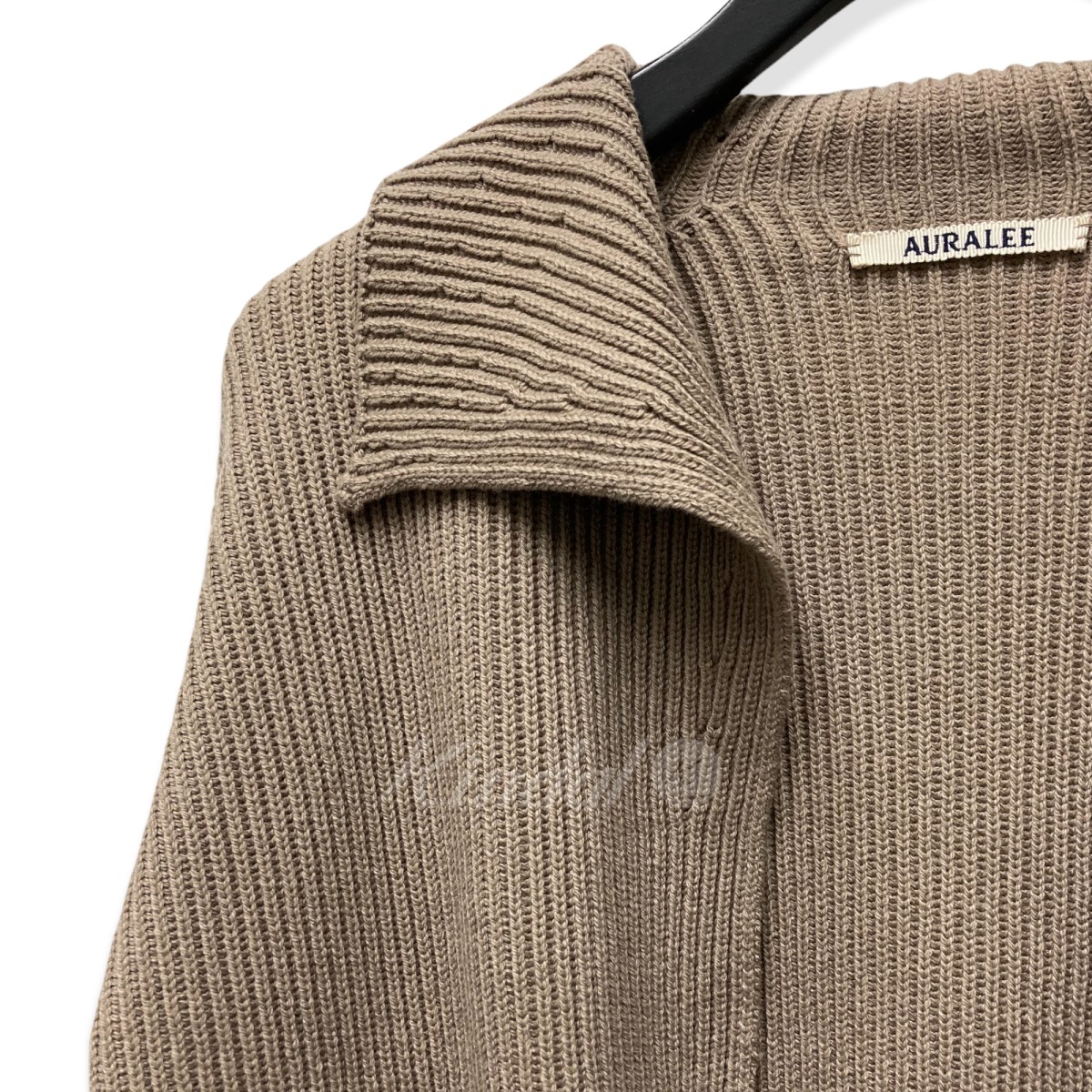 【中古】AURALEE「SUPERFINEWOOLRIBKNITCARDIGAN」ウールリブニットカーディガンベージュサイズ:4【250722】(オーラリー)