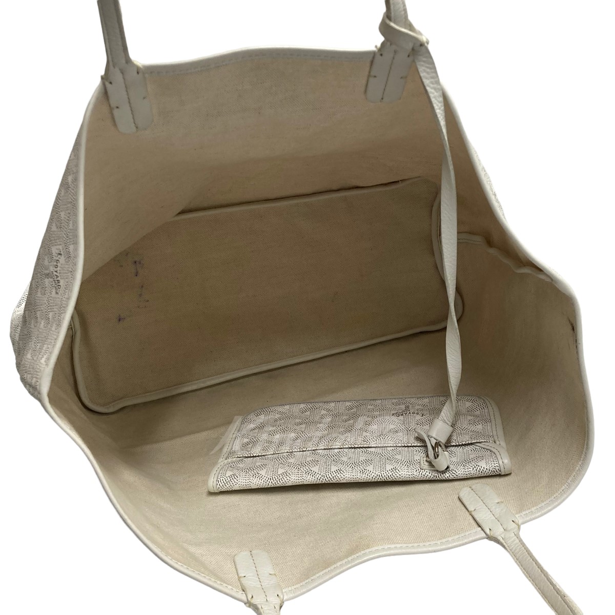 【中古】GOYARDサンルイPMトートバッグホワイトサイズ:46×26【310722】(ゴヤール)