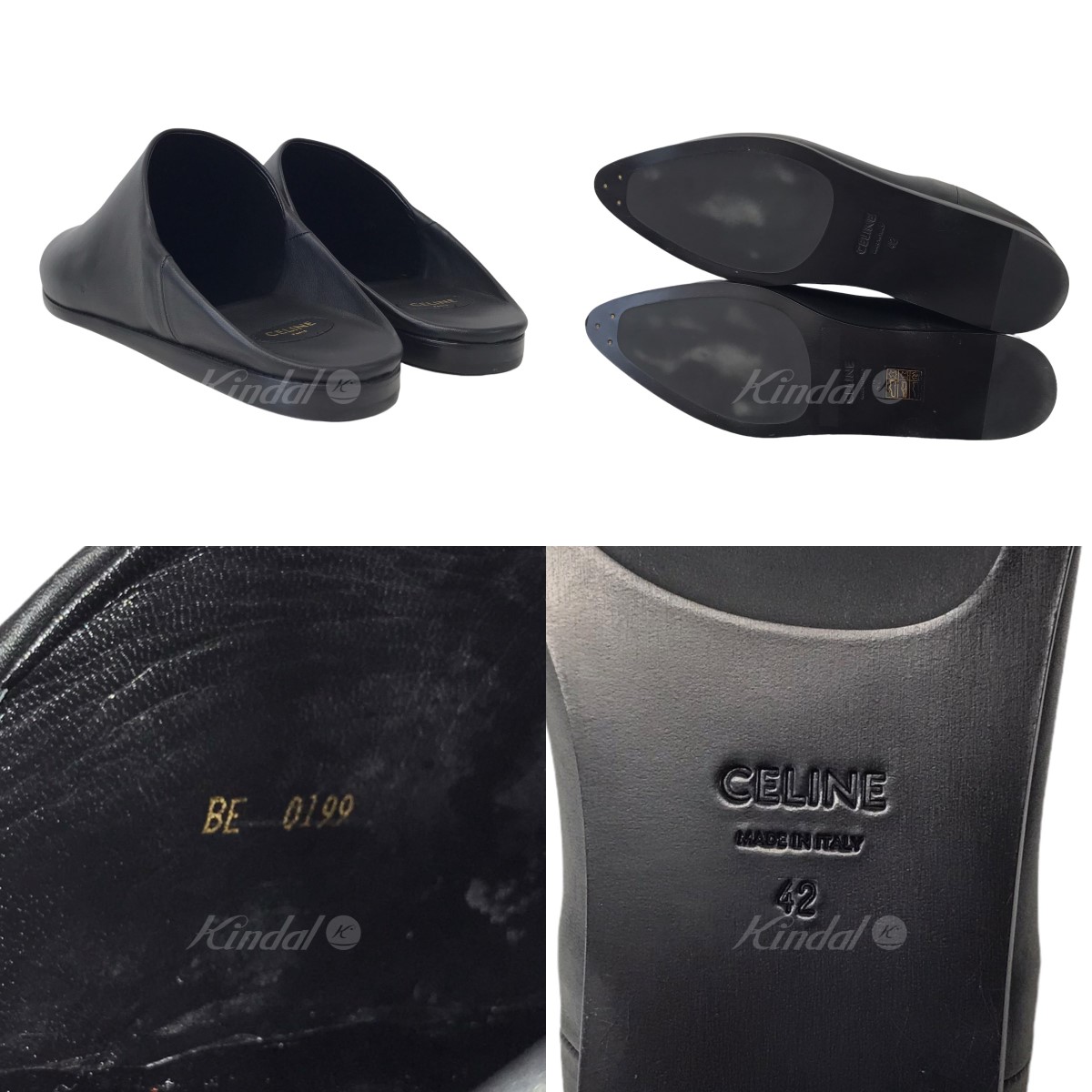 CELINE20SS JACNO ジャクノレザーバブーシュ ブラック シューズ サイズ