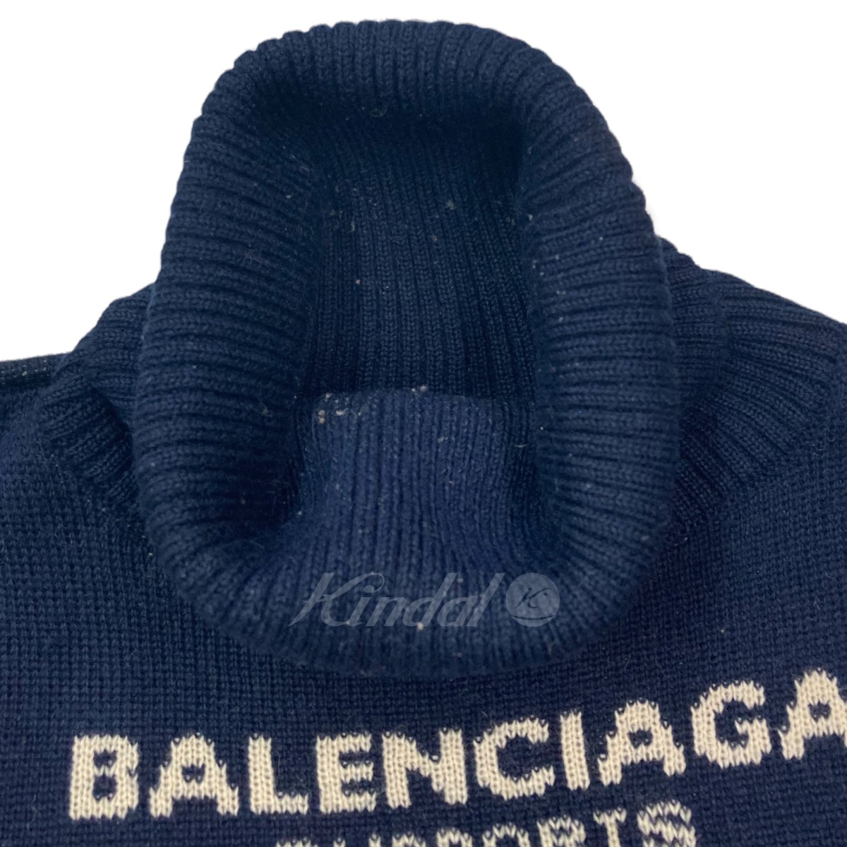 世界有名な BALENCIAGA タートルネックWFPウールオーバーニット ネイビー サイズ fucoa.cl