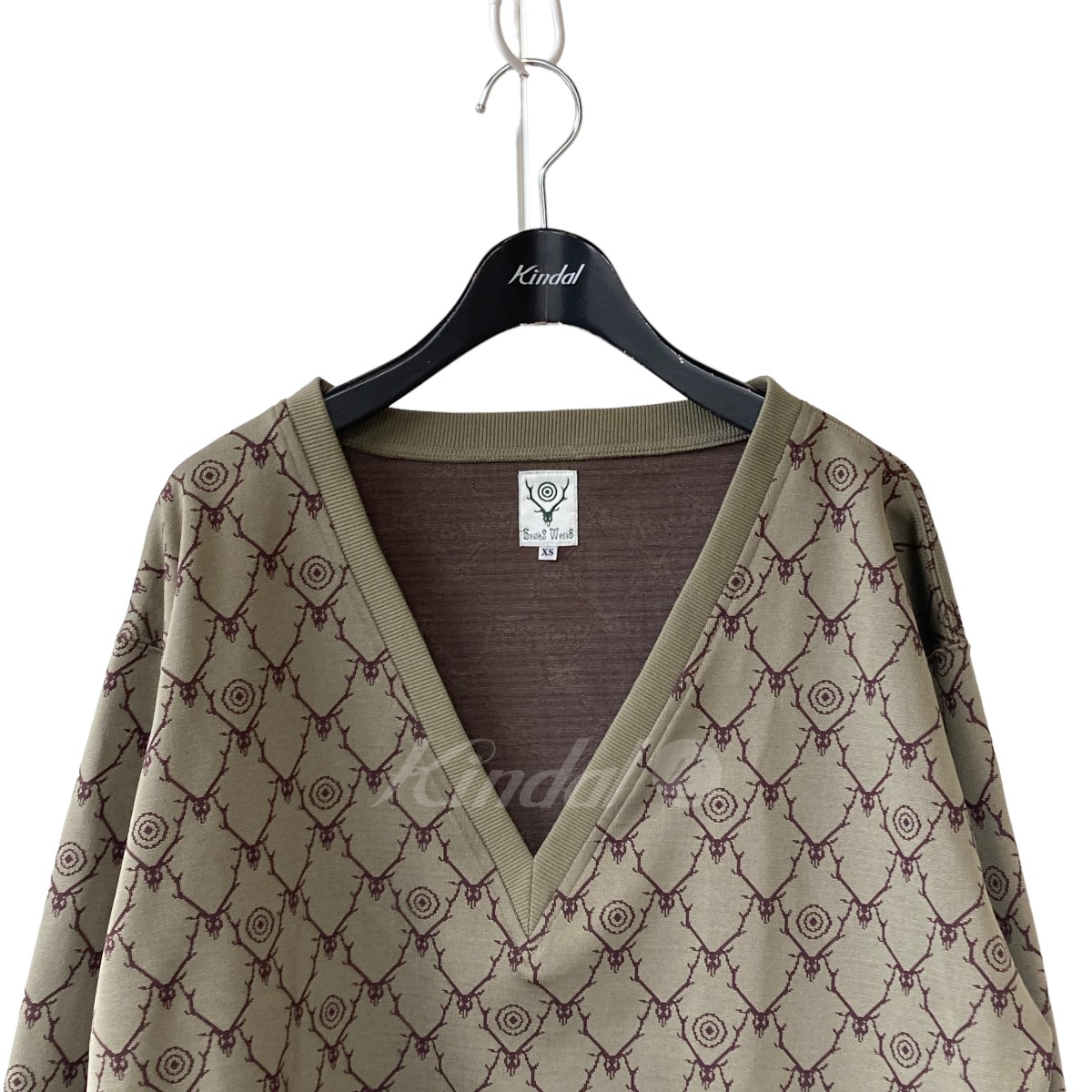 【中古】SOUTH2WEST8STRINGVNECKSHIRT-POLYJQカーキサイズ:XS【270922】(サウス2ウエスト8)