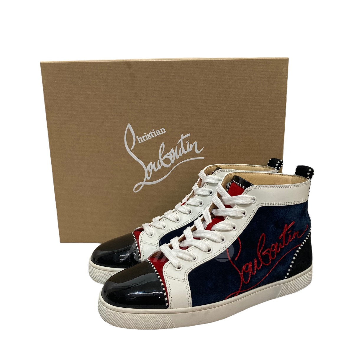 CHRISTIAN LOUBOUTIN ハイカットスニーカー ネイビー×ホワイト サイズ