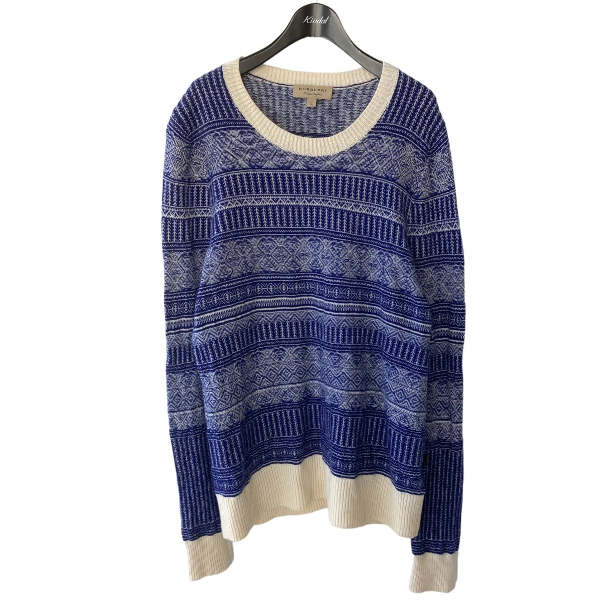 BURBERRY 総柄ニット 4064326 ブルー サイズ 【76%OFF!】