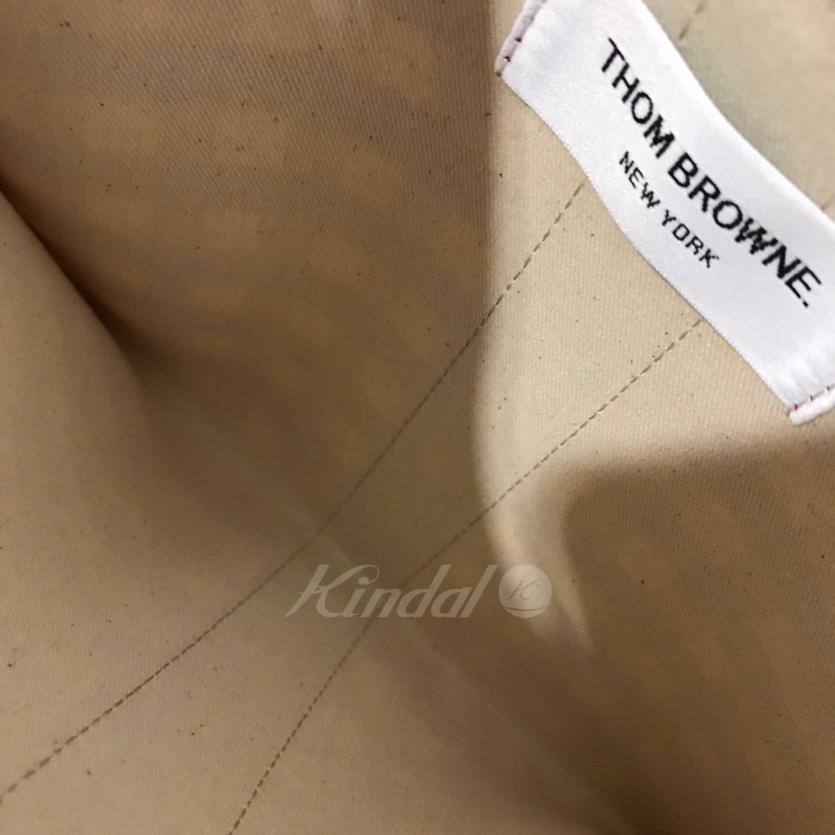 【中古】THOMBROWNEチェックキャンバスクラッチバッグレッド【141222】(トム・ブラウン)