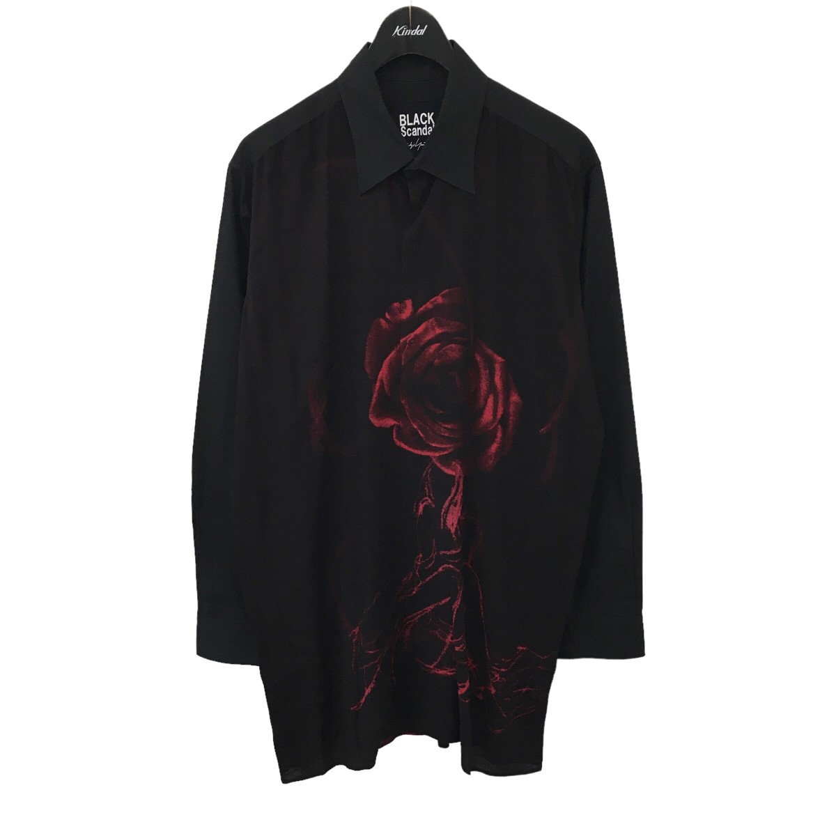 BLACK Scandal YOHJI YAMAMOTO 19SS後ろ開き薔薇プリントシャツ