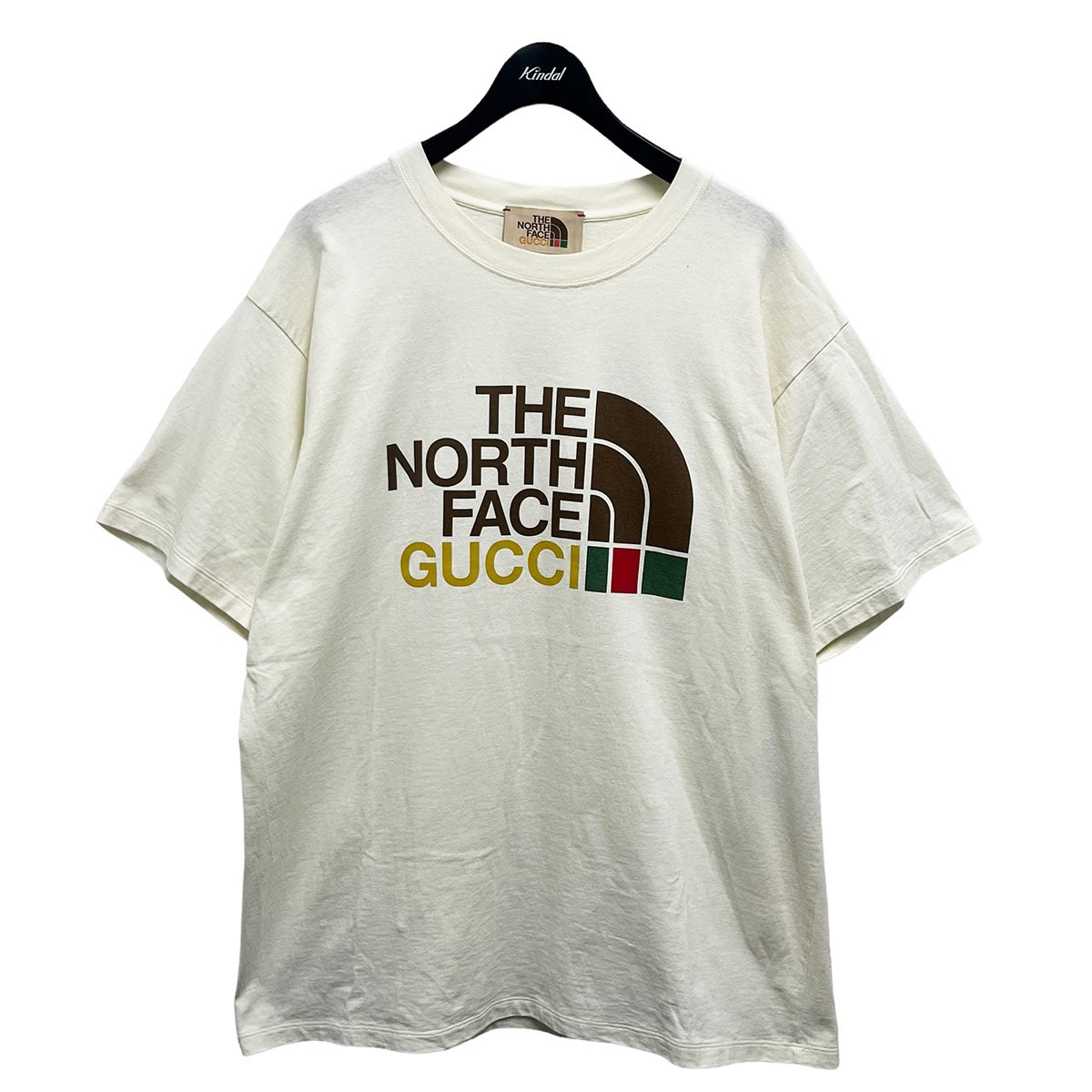 【中古】GUCCI × THE NORTH FACE21SS Over size T-shirt オーバーサイズプリントロゴTシャツ アイボリー  サイズ：M【価格見直し】 | ブランド古着のカインドオル