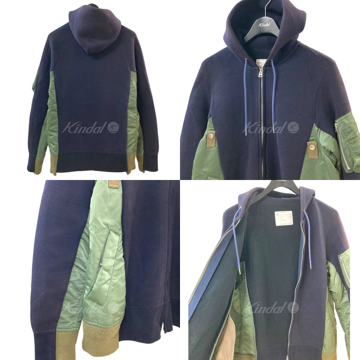 Sacai 「Spnge Sweat×MA-1 Hoodie」 Zip 再構築ミリタリーパーカー