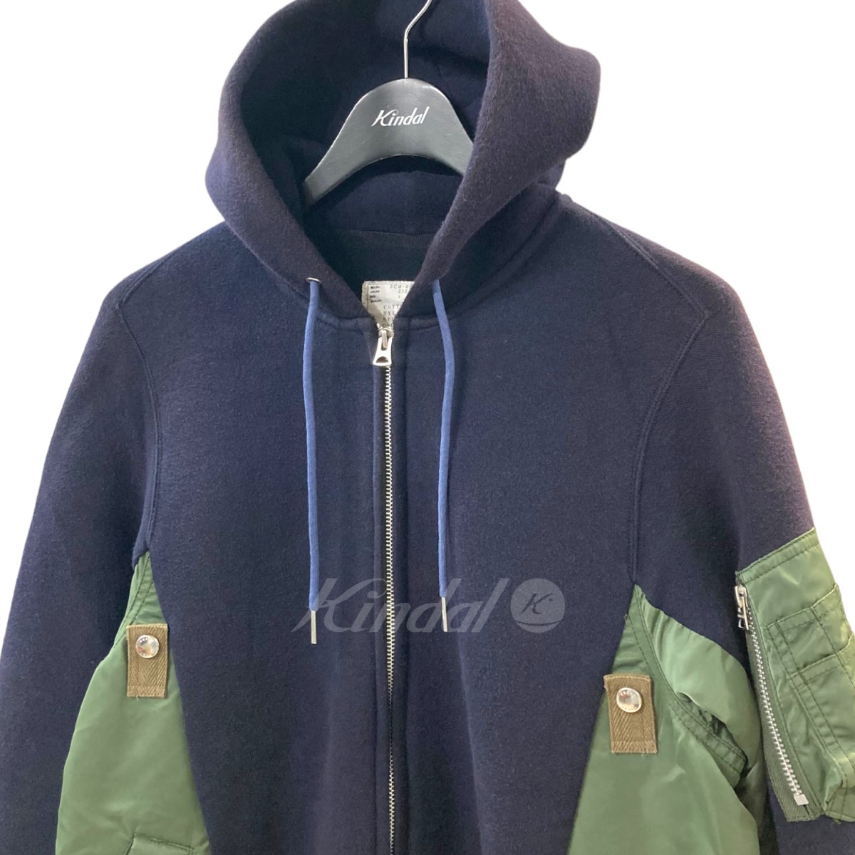 Sacai 「Spnge Sweat×MA-1 Hoodie」 Zip 再構築ミリタリーパーカー