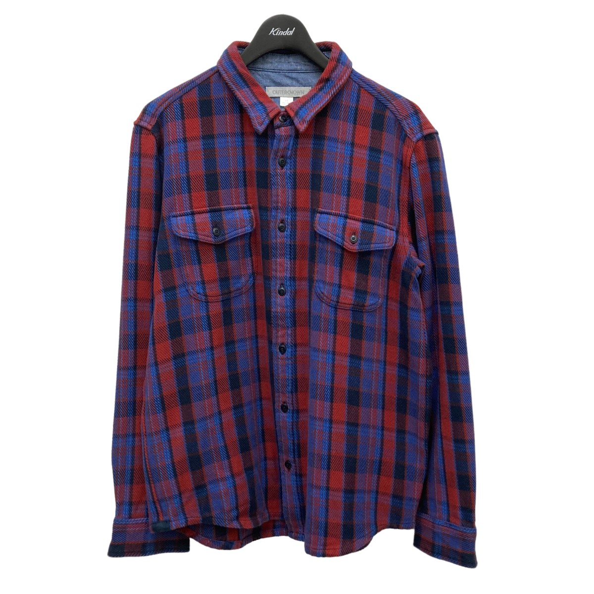 【楽天市場】【中古】OUTERKNOWN チェックブランケットシャツ RON HERMAN取扱 レッド×ブルー サイズ：L 【270123