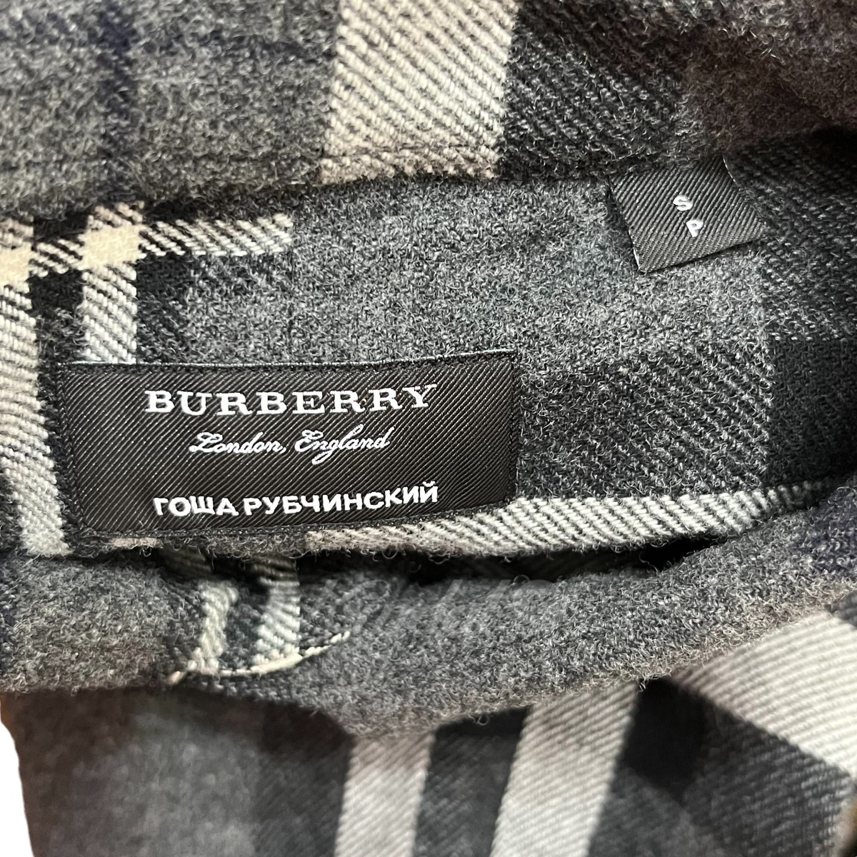 市販 BURBERRY×Gosha Rubchinskiy チェックフランネルシャツ グレー