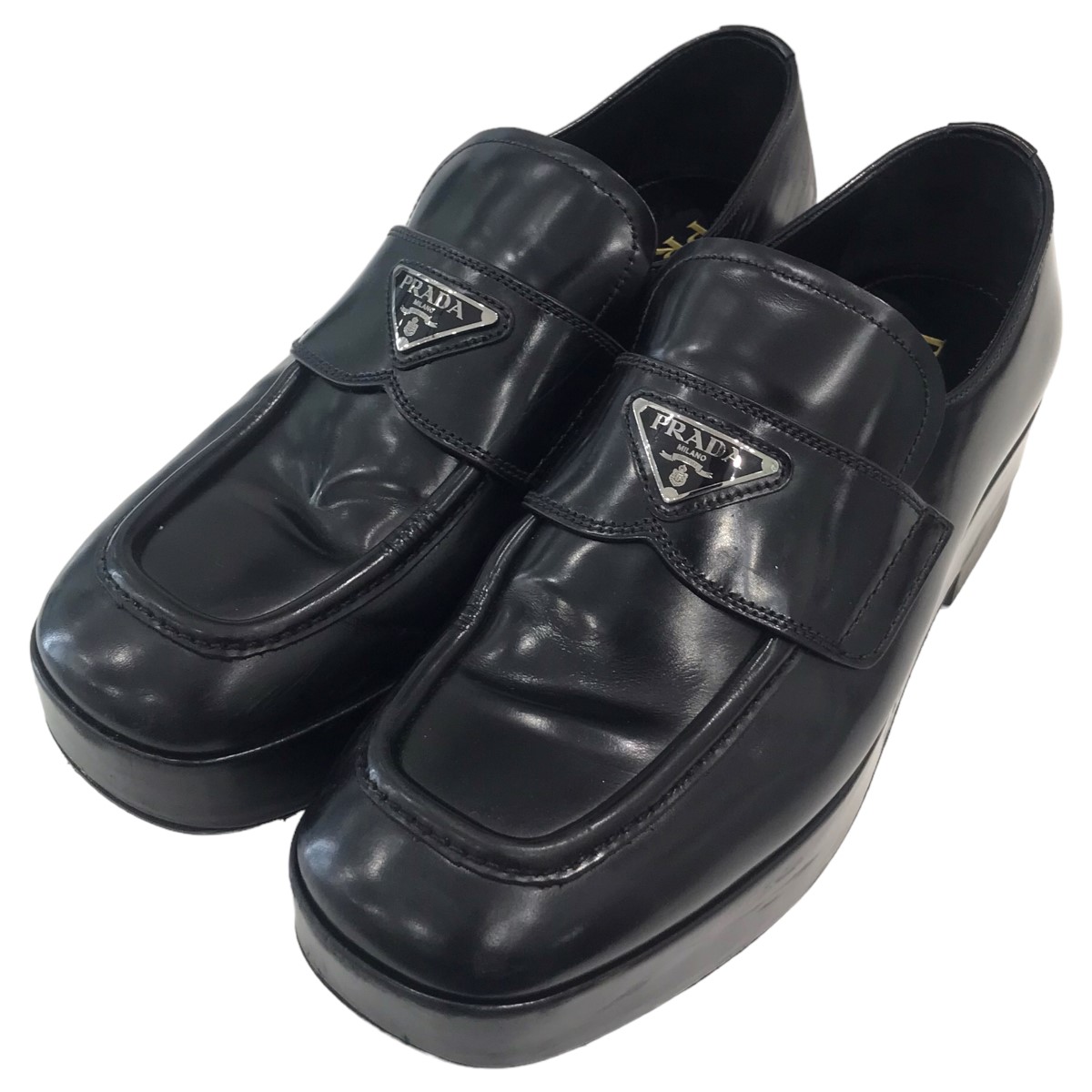 PRADA パテッドナッパレザースニーカー ブラック サイズ：8 【270823