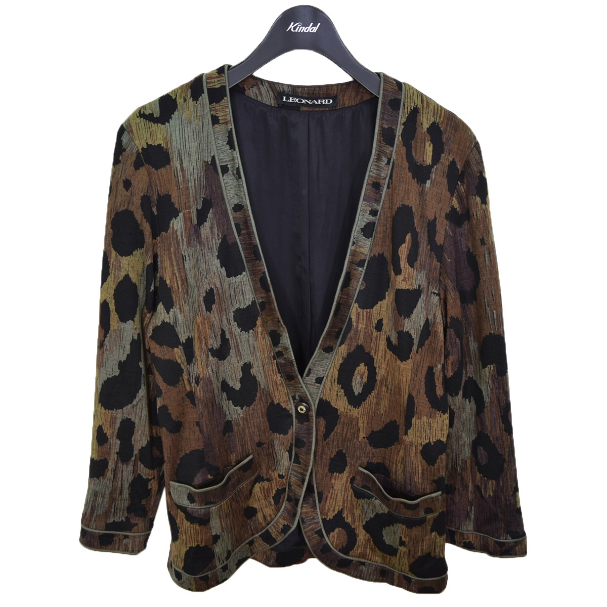 【中古】LEONARD総柄 シルクジャケット ブラウン サイズ：11号【価格見直し】｜ブランド古着のカインドオル
