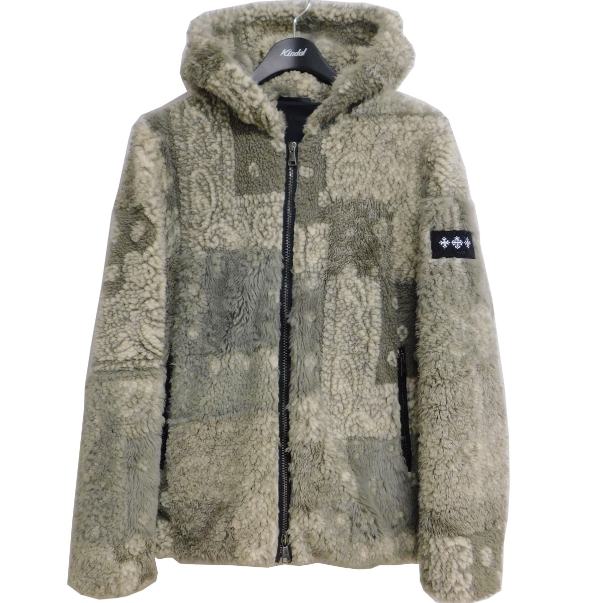 【中古】<br>TATRAS<br>WEDAN ウェダン バンダナ柄フリースジップパーカー ベージュ サイズ：02<br>