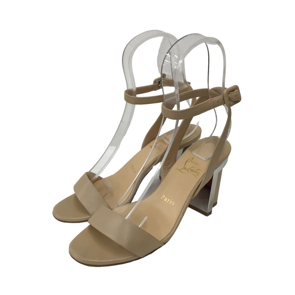 【中古】 Christian Louboutin Tournikouna 85 ミラーヒールサンダル ベージュ サイズ：36 1/2 【価格見直し】