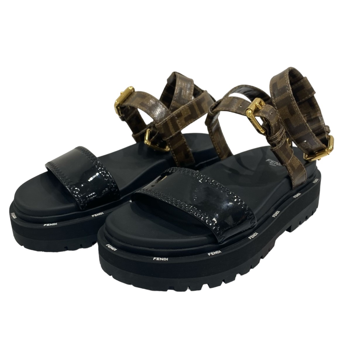 【中古】FENDI ズッカ柄 SANDALS 黒いこと 大きさ：36 【110326】（フェンディ）