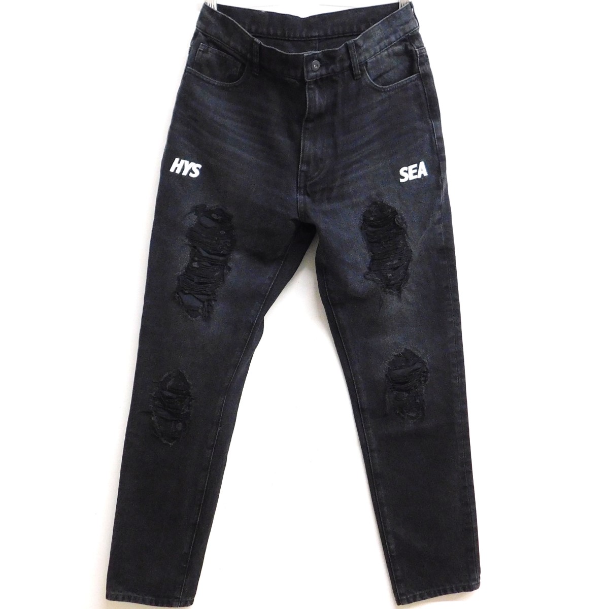【中古】 WIND AND SEA HYSTERIC GLAMOUR　 ダメージ加工コラボデニム ブラック サイズ：M 【250824】（ウィンダンシー ヒステリックグラマー）