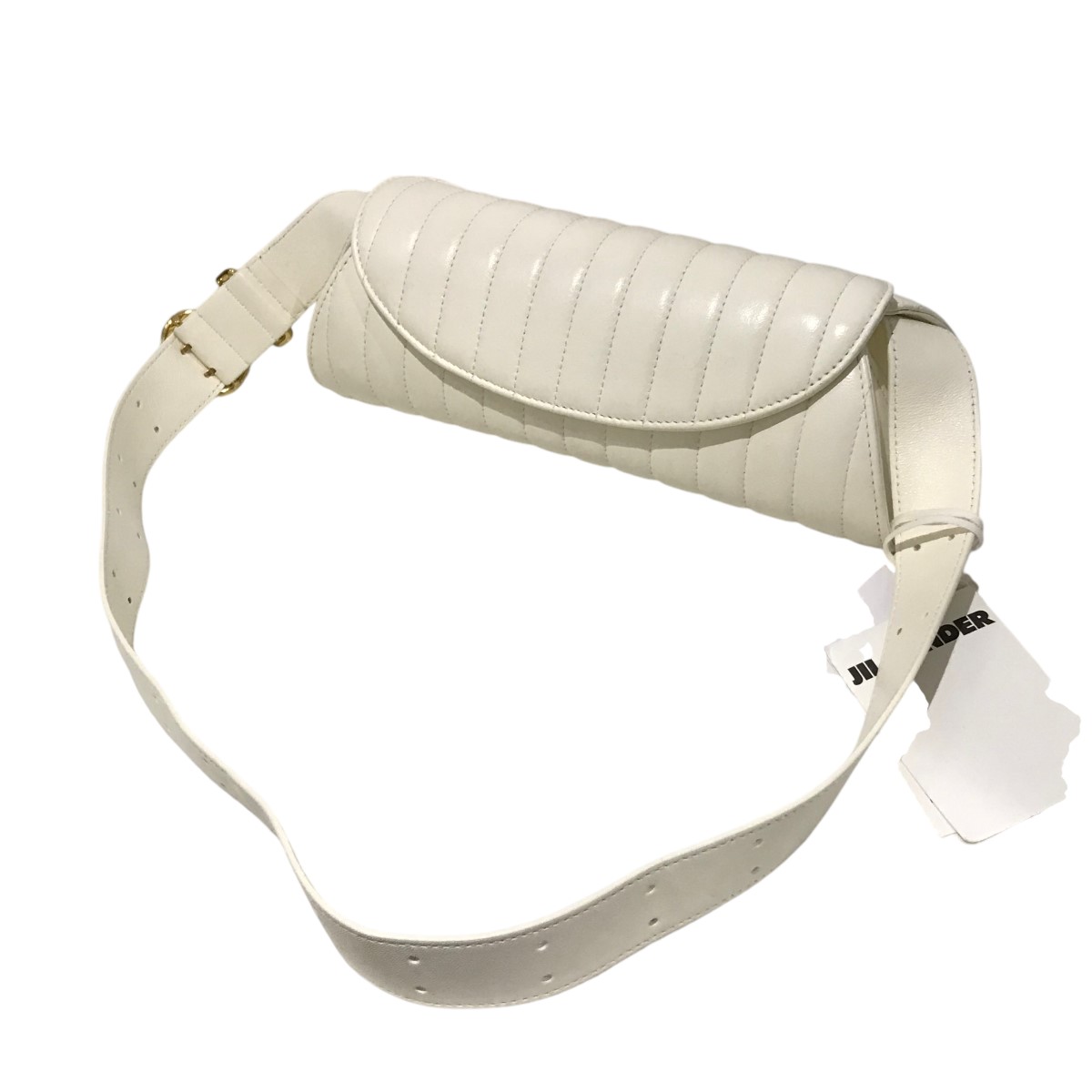 【中古】 JIL SANDER キルティングレザーハンドバッグ J08WD0054 ｢CANNOLO SM QUILTED｣ ホワイト 【価格見直し】