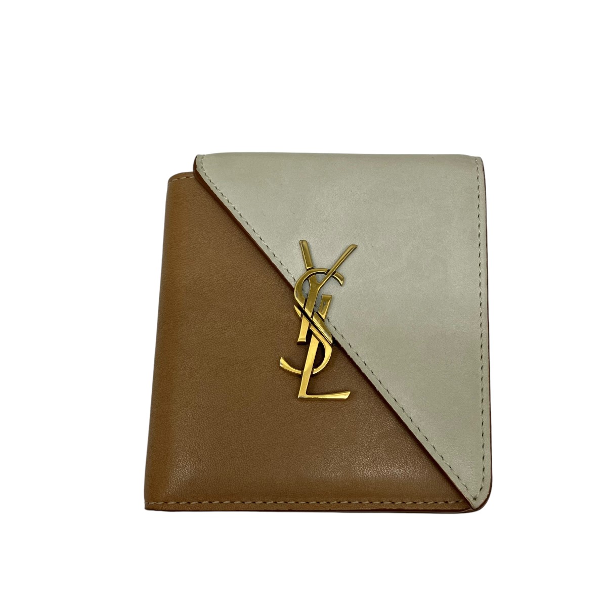 【中古】 Saint Laurent Paris ジェイミー フォールドウォレット 2つ折り財布 710321 ベージュ 【価格見直し】