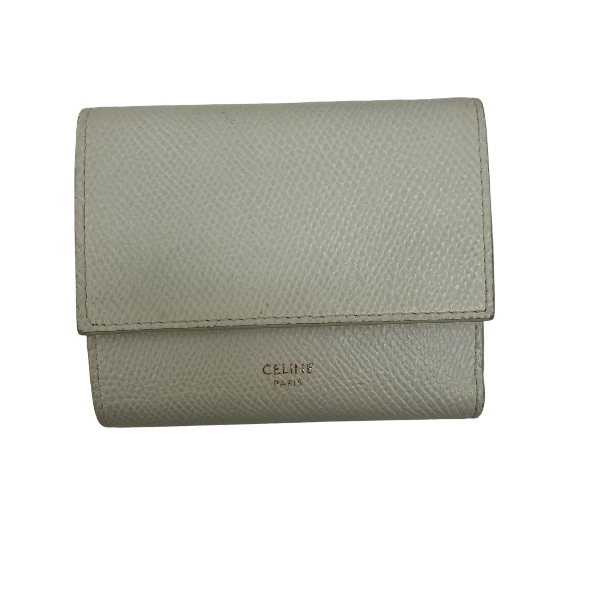 【中古】CELINEスモール トリフォールドウォレット 財布 10B573BEL ホワイト【価格見直し】|ブランド古着のカインドオル