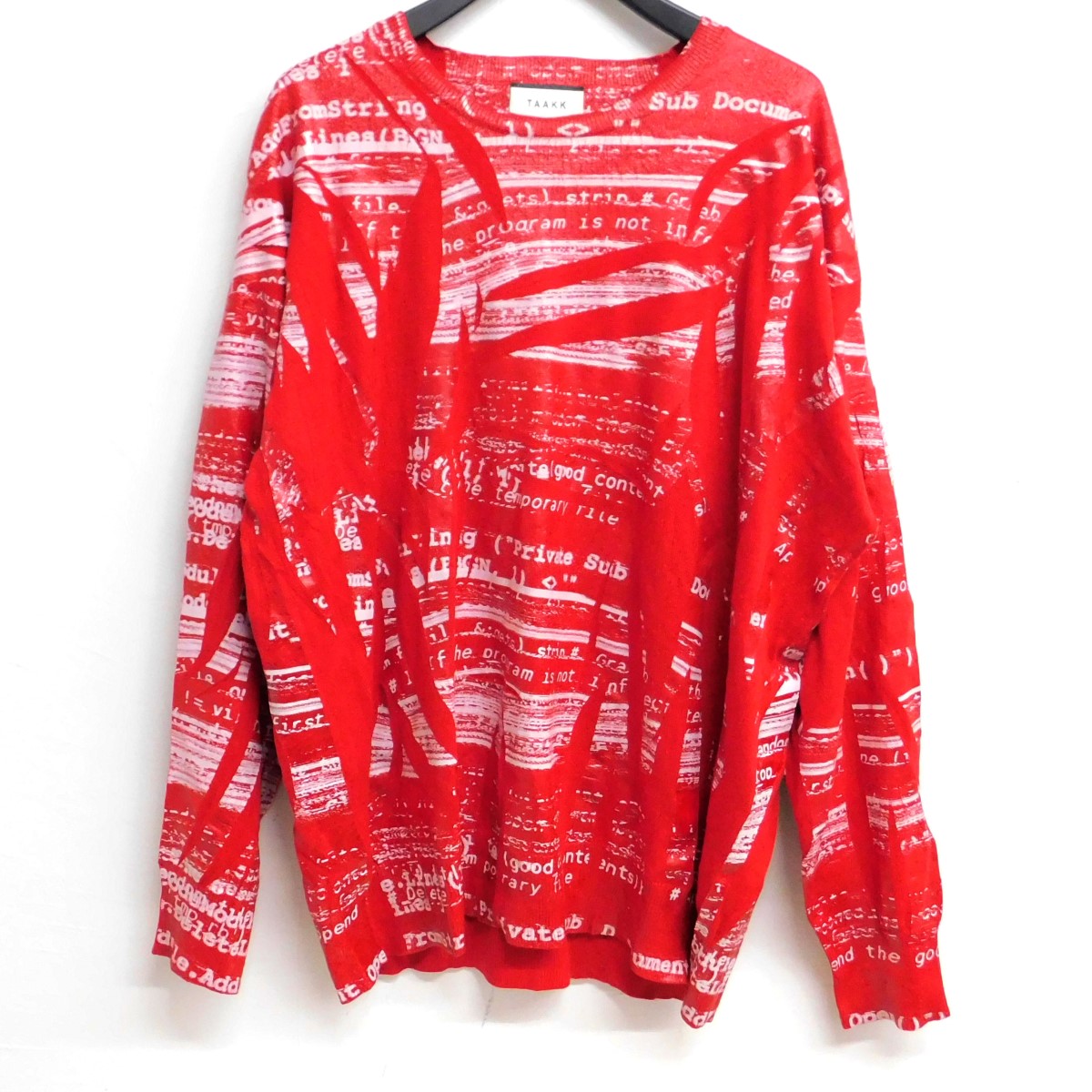 【中古】 TAAKK　 転写プリントニット TA09AW-KN029 レッド サイズ：M 【231124】（ターク）