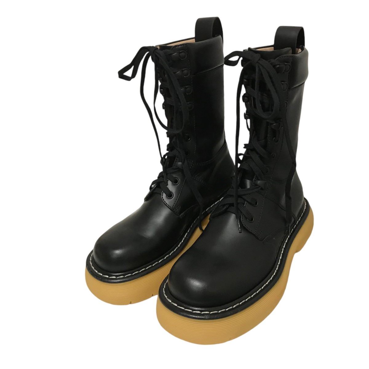 Bottega Veneta レースアップ レザー ブーツ ホワイト 38 (203837