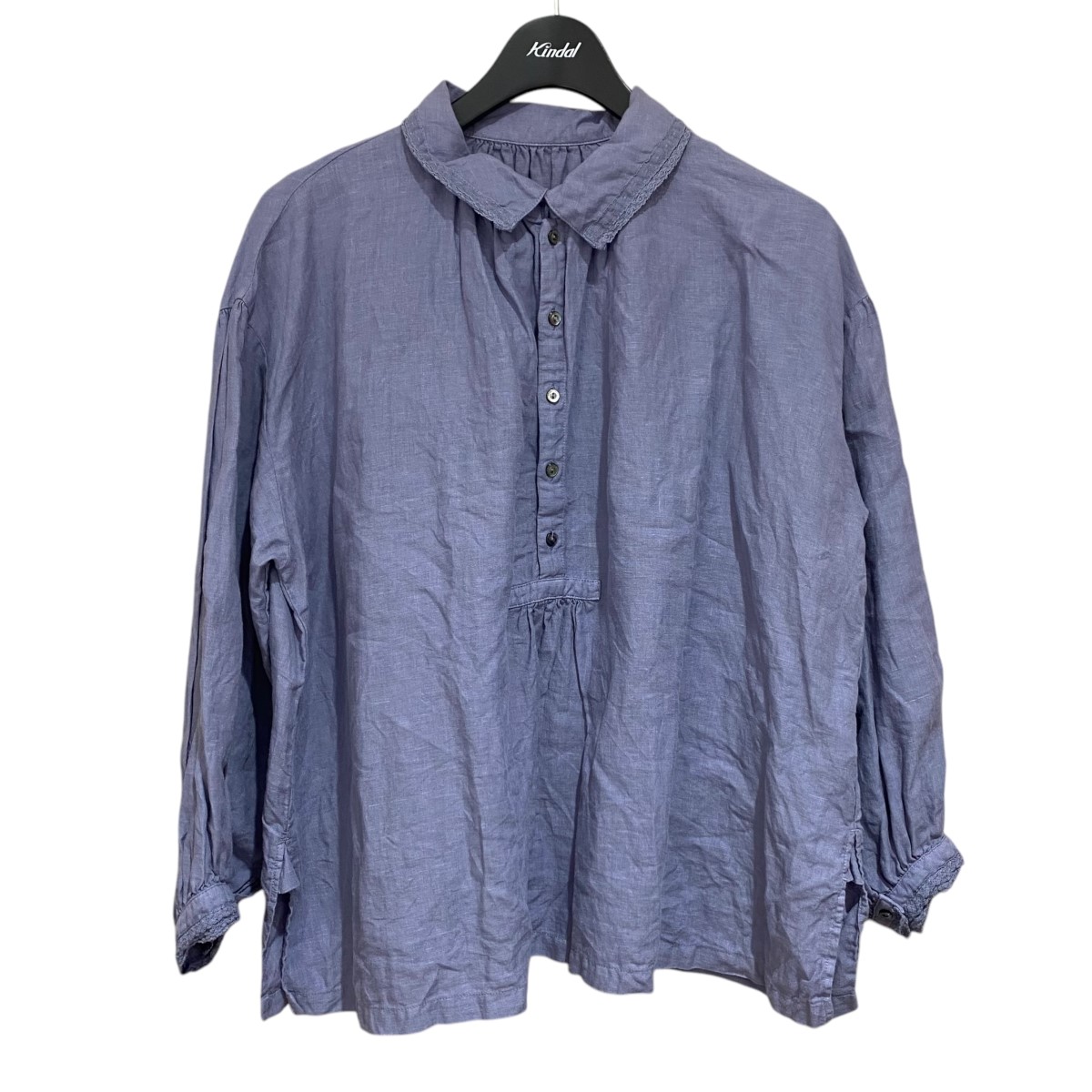 【お値下げ】少し難あり　新品　ネストローブ  リネン ショート スモックブラウス 中古・古着通販】nest Robe (ネストローブ) ブラックリネン