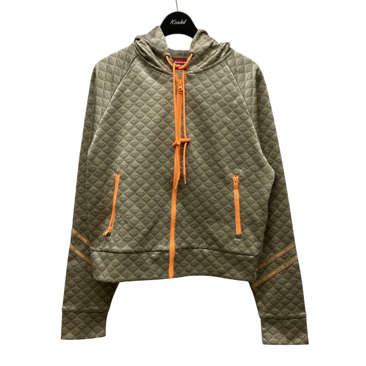 【中古】 DIESEL 総柄ジップパーカー A09358 カーキ サイズ：S 【価格見直し】