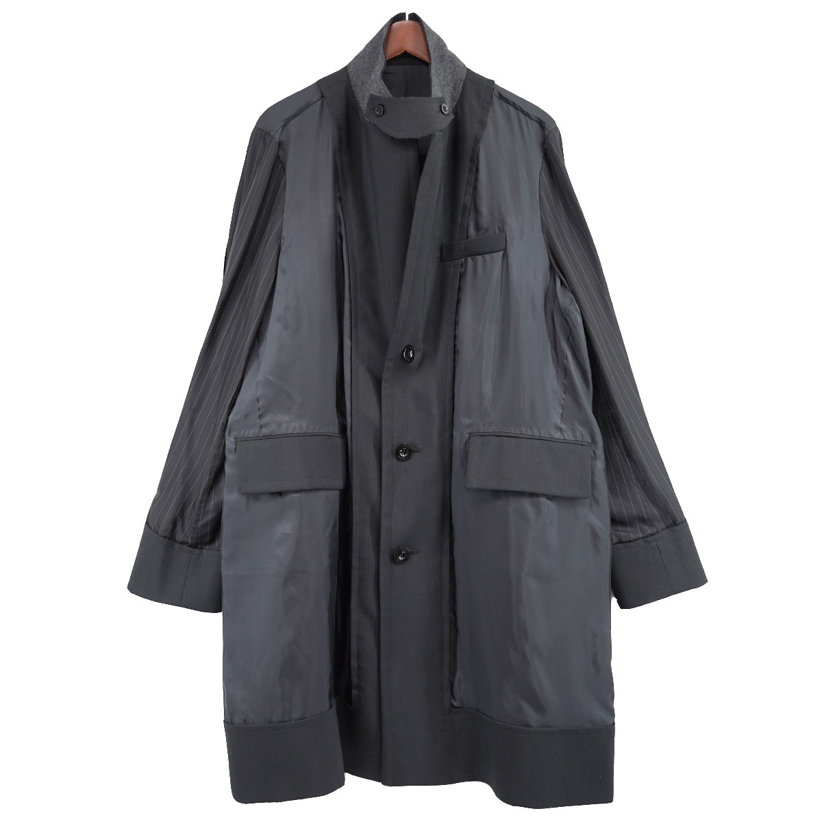 sacai　サカイ　ノースリーブ　チェスターコート　ブラック黒 ブラック（黒）系 sacai(サカイ) コート(レディース) - 海外通販