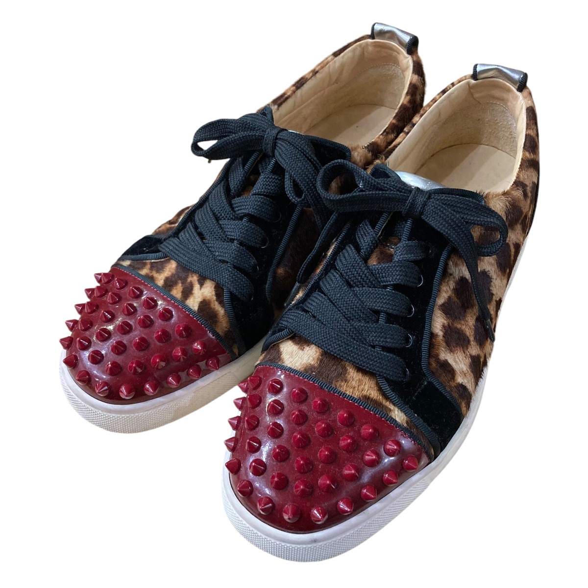 【中古】<br>Christian Louboutin<br>ローカットスニーカー ブラウン×レッド サイズ：38<br>【価格見直し】